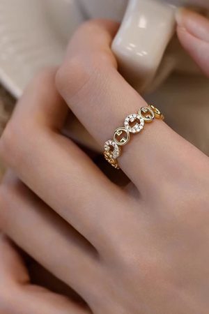 French-Style High-End Zircon Circle Open Ring for Women - 2025 New Minimalist Versatile Temperament Finger Ring