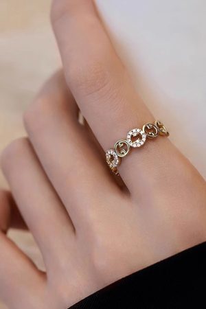 French-Style High-End Zircon Circle Open Ring for Women - 2025 New Minimalist Versatile Temperament Finger Ring