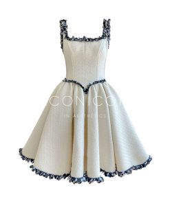 French-Style High Society Heavy Wool Coat and Short Evening Dress Set - Elegant Chic Fashion for Special Occasions