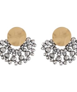 French-Style Hollow Fan-Shaped Glass Bead Earrings - Vintage Light Luxury Elegant Ear Accessories