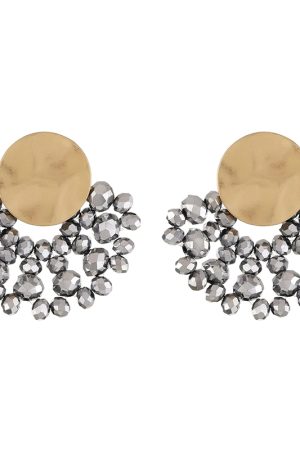 French-Style Hollow Fan-Shaped Glass Bead Earrings - Vintage Light Luxury Elegant Ear Accessories