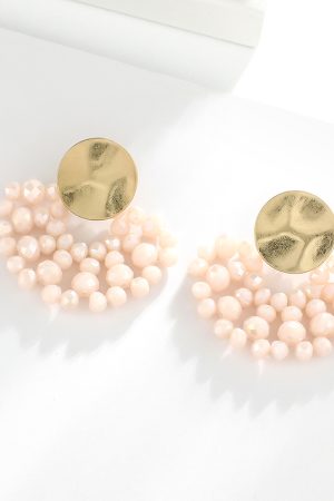 French-Style Hollow Fan-Shaped Glass Bead Earrings - Vintage Light Luxury Elegant Ear Accessories