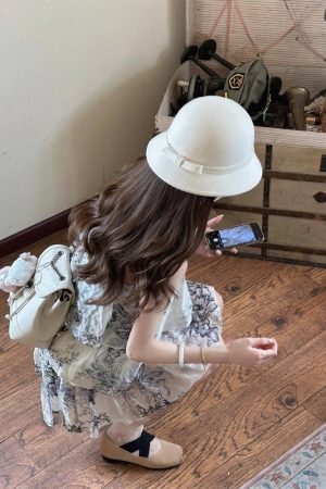 French-Style Ink Print Halter Sleeveless Dress Set for Women - Elegant Two-Piece Summer Outfit with Top and Skirt