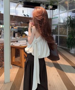 French-Style Irregular Off-Shoulder Sleeveless Top for Women - Flowing Strap Vest, Perfect for Summer Fashion