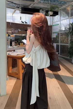 French-Style Irregular Off-Shoulder Sleeveless Top for Women - Flowing Strap Vest, Perfect for Summer Fashion
