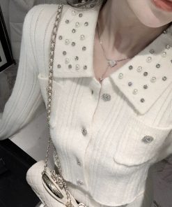 French-Style Knitted Dress Set for Women - Cardigan Top & Short Skirt, Two-Piece Spring Outfit, Elegant & Chic Fashion