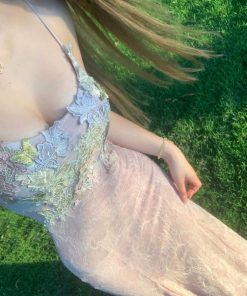 French-Style Lace Mesh Camisole Dress for Women - Fitted Waist, Slim Silhouette, Mermaid Hem, Bodycon Long Skirt - Summer Fashion