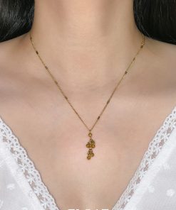 French-style Light Luxury Women's Necklace with Floating Metal Clavicle Chain and Small Ball Design