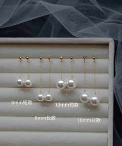 French-Style Long Tassel Pearl Earrings - Niche High-End Stud Accessories for 2025 Fashion Trends