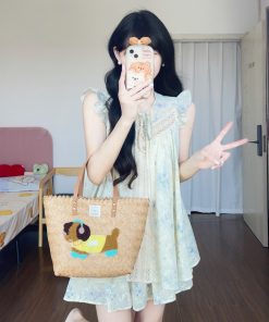 French-Style Loose Floral Lace Spliced Embroidered Shirt Top & Half Skirt Two-Piece Set for Women - Summer Fashion