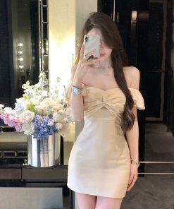 French-Style One-Shoulder Dress for Women, Sexy Off-Shoulder Mini Skirt, Summer Fashion Trend, Chic Niche Design
