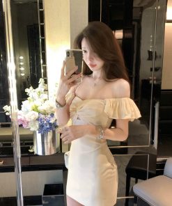 French-Style One-Shoulder Dress for Women, Sexy Off-Shoulder Mini Skirt, Summer Fashion Trend, Chic Niche Design