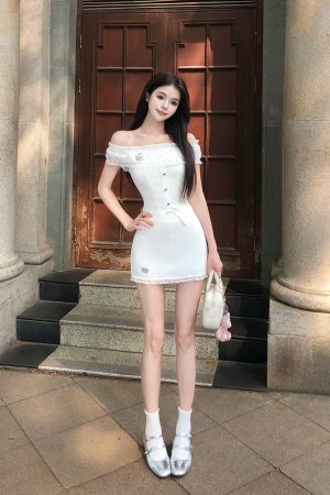 French-Style One-Shoulder Dress Set for Women, Waist-Cinching Elegant Top & Short Skirt for Summer Fashion