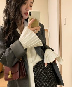 French-Style Organ Sleeve White Shirt for Women - Unique 2025 Spring Chic Top, Fashionable and Stylish Design