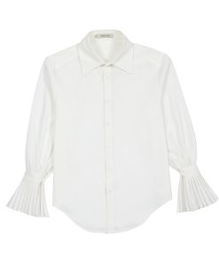 French-Style Organ Sleeve White Shirt for Women - Unique 2025 Spring Chic Top, Fashionable and Stylish Design