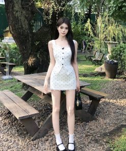 French-Style Polka Dot Two-Piece Dress Set for Women - Vest, Camisole Top & Short Skirt - Spring/Summer Fashion