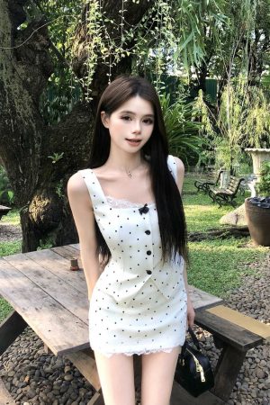 French-Style Polka Dot Two-Piece Dress Set for Women - Vest, Camisole Top & Short Skirt - Spring/Summer Fashion