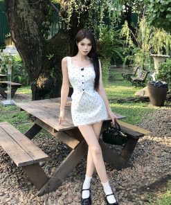 French-Style Polka Dot Two-Piece Dress Set for Women - Vest, Camisole Top & Short Skirt - Spring/Summer Fashion