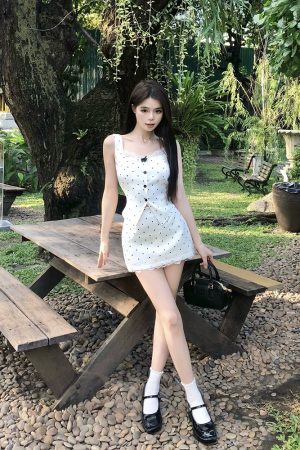 French-Style Polka Dot Two-Piece Dress Set for Women - Vest, Camisole Top & Short Skirt - Spring/Summer Fashion