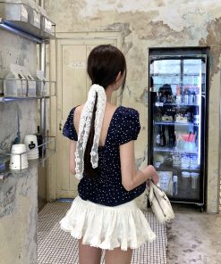 French-Style Ruffled Doll Short-Sleeve Shirt for Women with Puff Sleeves - Cute Vintage Fashion Top