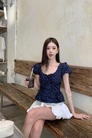 French-Style Ruffled Doll Short-Sleeve Shirt for Women with Puff Sleeves - Cute Vintage Fashion Top