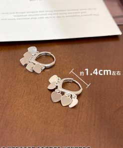French-style Sequined Heart Earrings for Women - Unique Niche Ear Clips, Trendy 2025 High-End Fashion Jewelry
