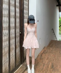 French-Style Sexy Black Spaghetti Strap Dress for Women â€“ Fitted Waist, Slim Short Skirt, Perfect for Summer Fashion