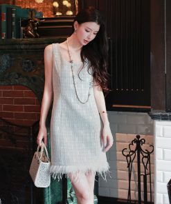 French-Style Sleeveless Tank Dress for Women - High-End Quality, Waist-Cinching Design, Chic Manhattan Girl Look