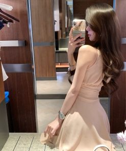 French-Style Sleeveless Tie Dress for Women with Fitted Waist and Elegant Short Skirt - New Summer Fashion