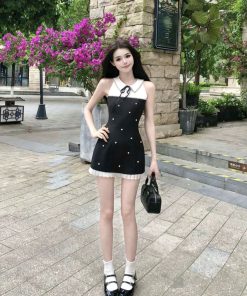 French-Style Sleeveless Vest Dress for Women - High-End Two-Piece Spliced Design with Waist-Cinching Short Skirt for Summer