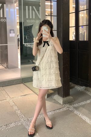 French-Style Sleeveless White Dress for Petite, Fairy Waist-Cinching Design, Summer Short Skirt, Romantic First Love Aesthetic