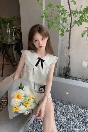 French-Style Sleeveless White Dress for Petite, Fairy Waist-Cinching Design, Summer Short Skirt, Romantic First Love Aesthetic