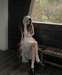 French-Style Spaghetti Strap Irregular Lace Dress for Women - Unique Summer Look, Gentle Wind Design, Boho Chic Fashion