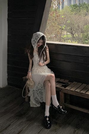 French-Style Spaghetti Strap Irregular Lace Dress for Women - Unique Summer Look, Gentle Wind Design, Boho Chic Fashion