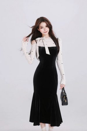 French-Style Spaghetti Strap Off-Shoulder Dress with Fishtail Skirt and Waist Design - Sexy Spring Fashion for Women