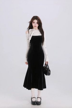 French-Style Spaghetti Strap Off-Shoulder Dress with Fishtail Skirt and Waist Design - Sexy Spring Fashion for Women