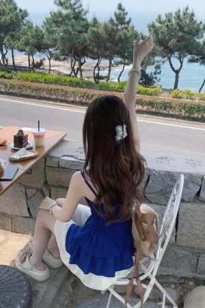 French-Style Spliced Camisole Dress for Women - Elegant Waist-Cinching Mini Dress for Petite Princesses, Summer 2025 Fashion