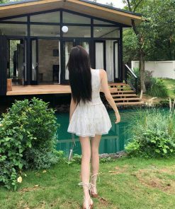 French-Style Sweet Two-Piece Dress Set for Women - Sleeveless Top & Short Skirt, Perfect for Summer Fashion