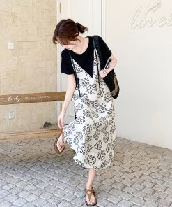 French-Style Two-Piece Dress Set for Women - 2025 Summer Fashion, Unique Printed Long Dress, Stylish and Beautiful
