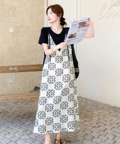 French-Style Two-Piece Dress Set for Women - 2025 Summer Fashion, Unique Printed Long Dress, Stylish and Beautiful