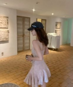 French-Style V-Neck Camisole Dress for Women - Waist-Cinching Fit, Elegant Short Skirt, New Summer Fashion