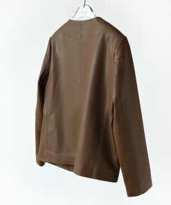 French Style V-Neck Leather Jacket - Australian Imported Lambskin One-Button Coat for Effortless Chic Fashion