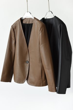 French Style V-Neck Leather Jacket - Australian Imported Lambskin One-Button Coat for Effortless Chic Fashion