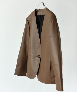 French Style V-Neck Leather Jacket - Australian Imported Lambskin One-Button Coat for Effortless Chic Fashion