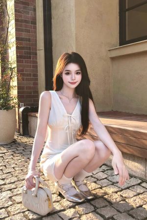 French-Style V-Neck Sleeveless Dress for Women - Slim Fit Short Skirt Summer Fashion