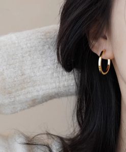 French-Style Vegan Hoop Earrings for Women - Trendy Light Luxury 2025 Design, Elegant Stud and Ear Clip Hoops