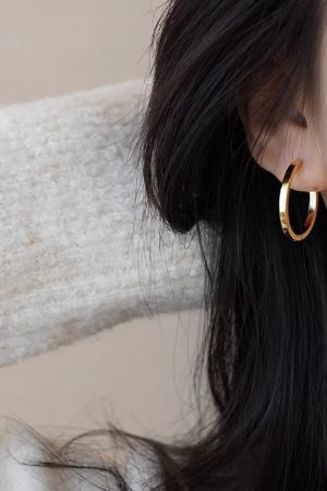 French-Style Vegan Hoop Earrings for Women - Trendy Light Luxury 2025 Design, Elegant Stud and Ear Clip Hoops