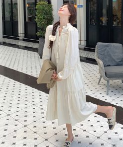 French-Style Vintage Vest Long Skirt Two-Piece Dress Set for Women - 2025 Spring Autumn Fashion, Age-Reducing Look