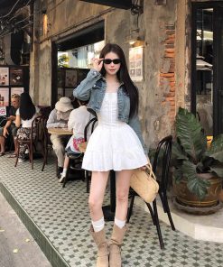 French-Style White Spaghetti Strap Dress for Women, Waist-Cinching Spicy Girl Mini Dress, Spring Vacation Fashion