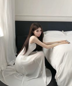 French-Style White Square-Neck Camisole Dress with Fairy Design, Slim Waist, Long Skirt - Summer 90s-Inspired Fashion